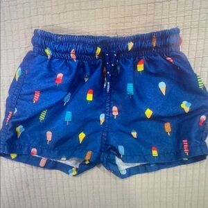 Colorful Ice Cream Print Kids Swim Trunks